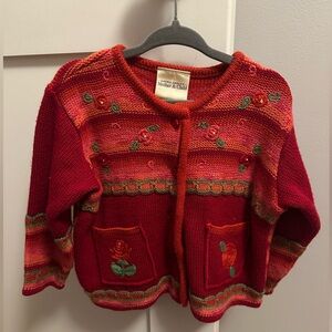 Laura Ashley red embroidered cardigan